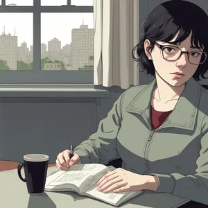 Smiling businesswoman working on laptop in office