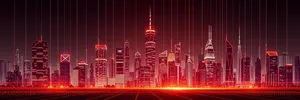 City Skyline at Night with Starry Sky Glow
