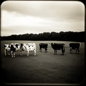 Vibrant Rural Summer Landscape with Grazing Horses