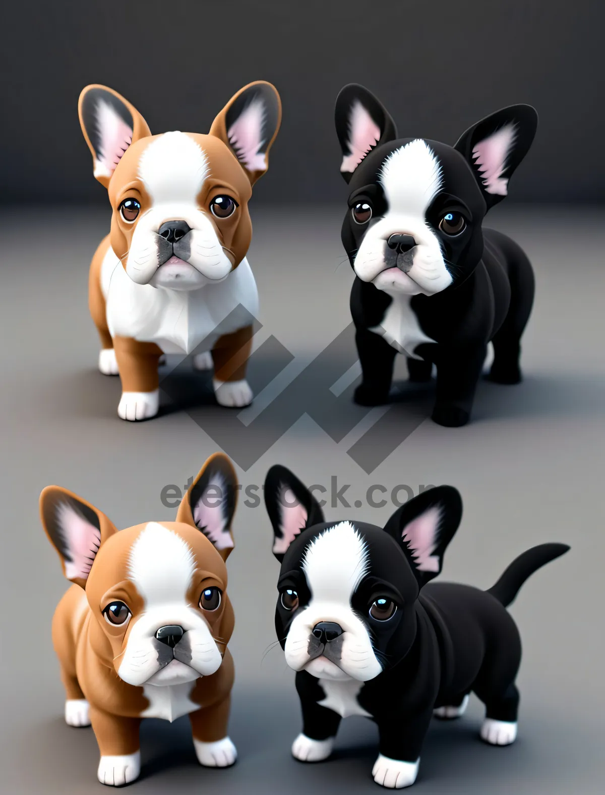 Picture of Adorable Bulldog Terrier Puppy - Domestic Canine with Wrinkles