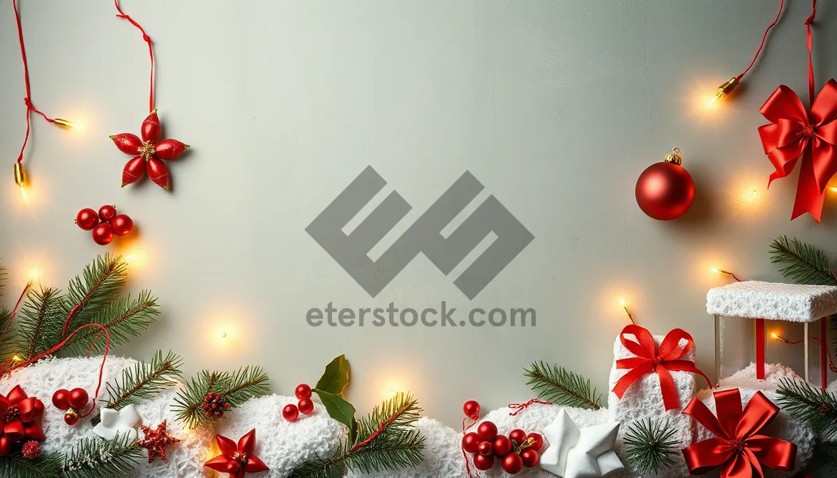 Picture of Festive Winter Tree Decorations with Gold Ornaments