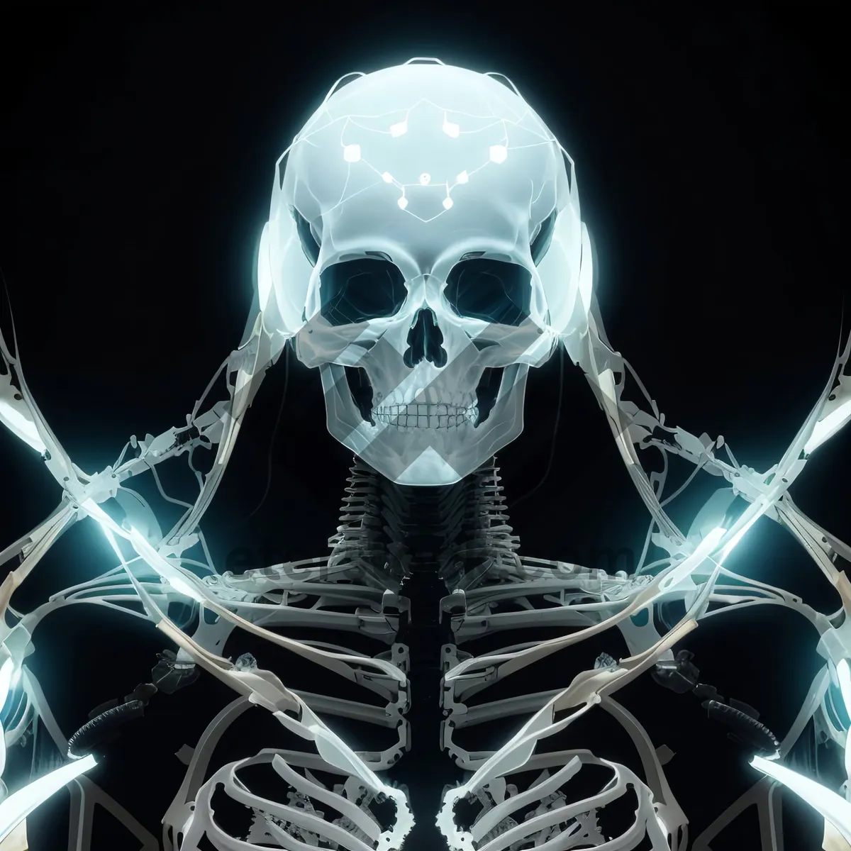 Picture of Black pirate skull - human anatomy x-ray.