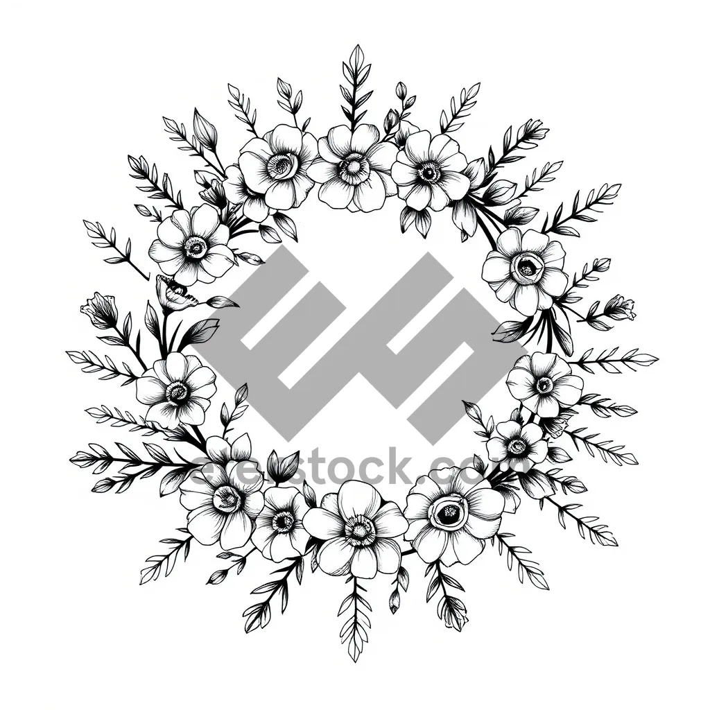 Picture of Vintage Ornate Flower Border Design Spiral Shape