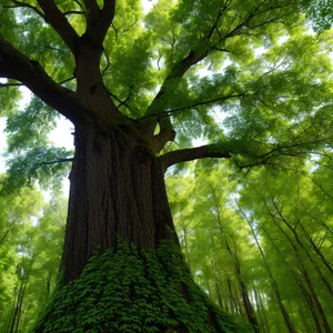 Lush Willow Trees in a Serene Forest