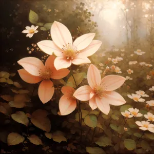 Pink Magnolia Blossom in Summer Garden