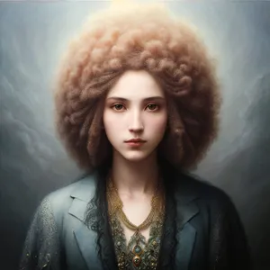 Sensual Curly Hair Fashion Portrait