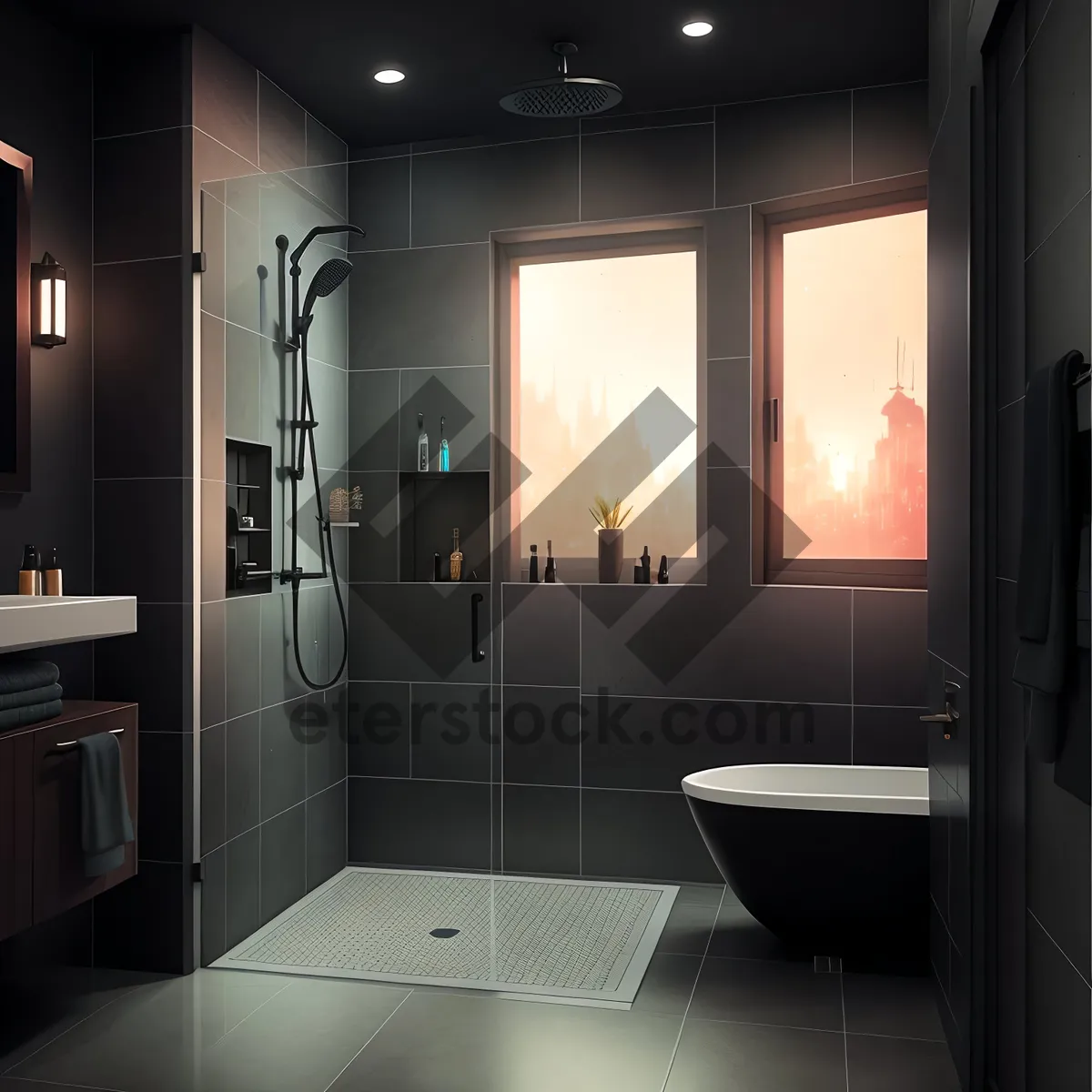 Picture of Modern Luxury Bathroom with Elegant Furniture and Stunning Architectural Features