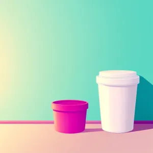 Empty plastic cup with liquid in garbage container