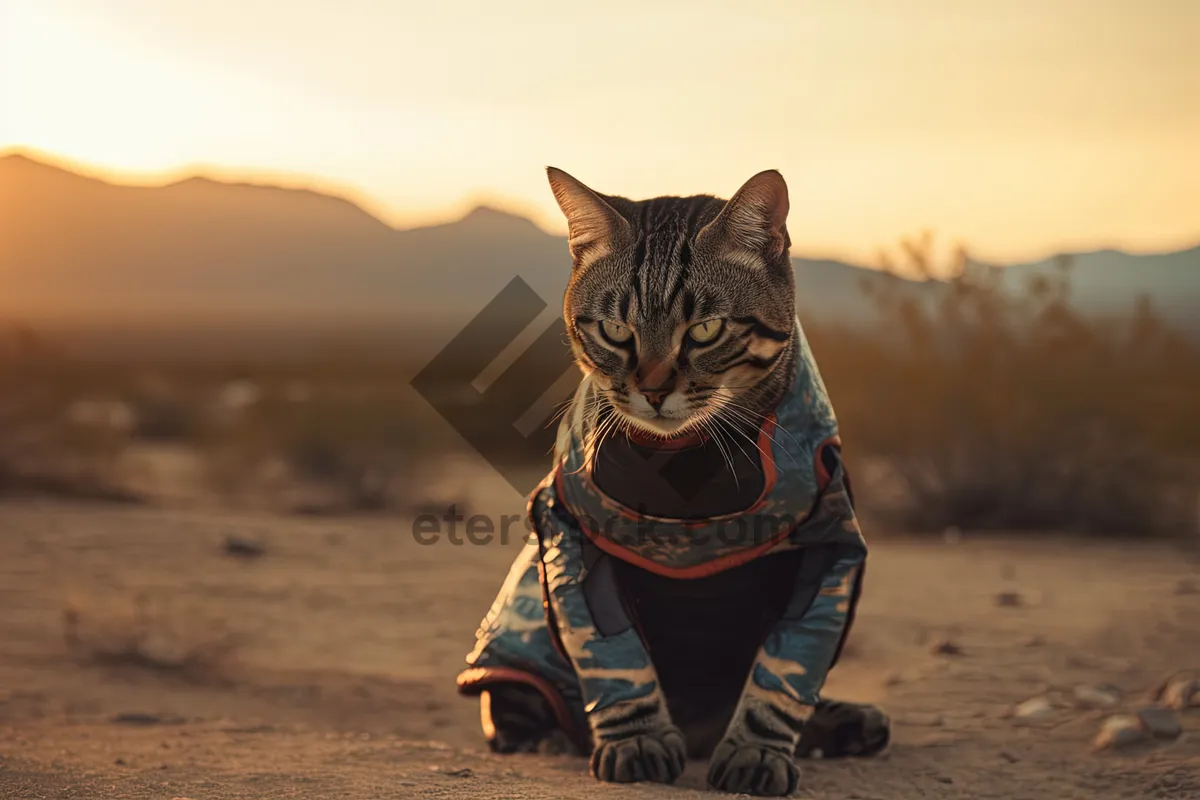 Picture of Curious kitten with cowboy boot