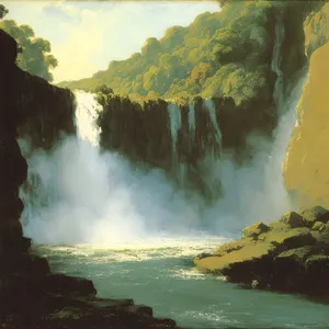 Serene Cascade Amidst Majestic Canyon