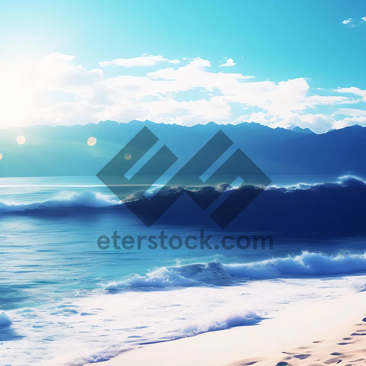 Picture of Idyllic Waves on Tranquil Beachscape at Sunset