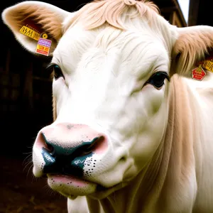 Pasture-raised calf on rural farm