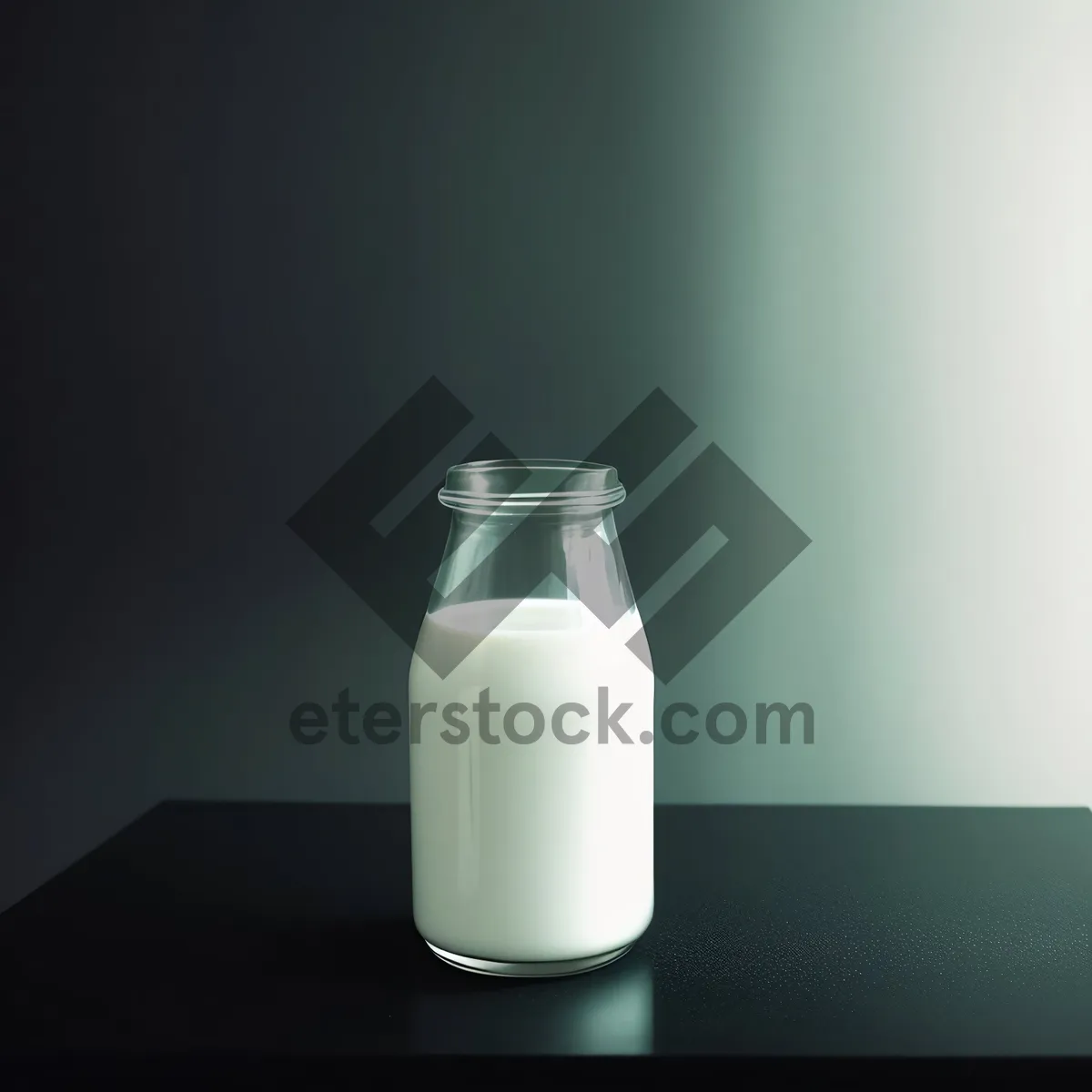 Picture of Refreshing Dairy Milk in Transparent Glass Bottle