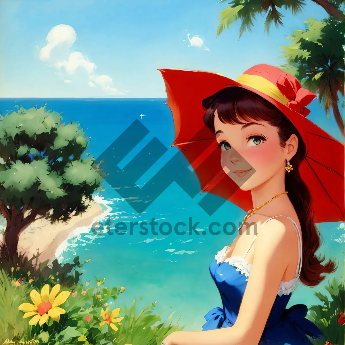 Picture of Stunning beach babe enjoying a tropical getaway