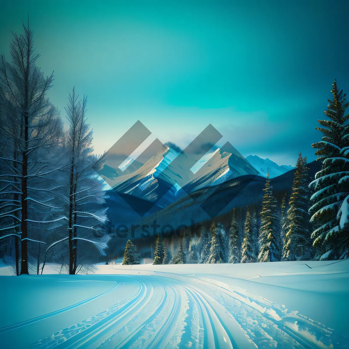 Picture of Snow-capped peaks form a breathtaking Winter Wonderland, showcasing the grandeur of a majestic mountain landscape.