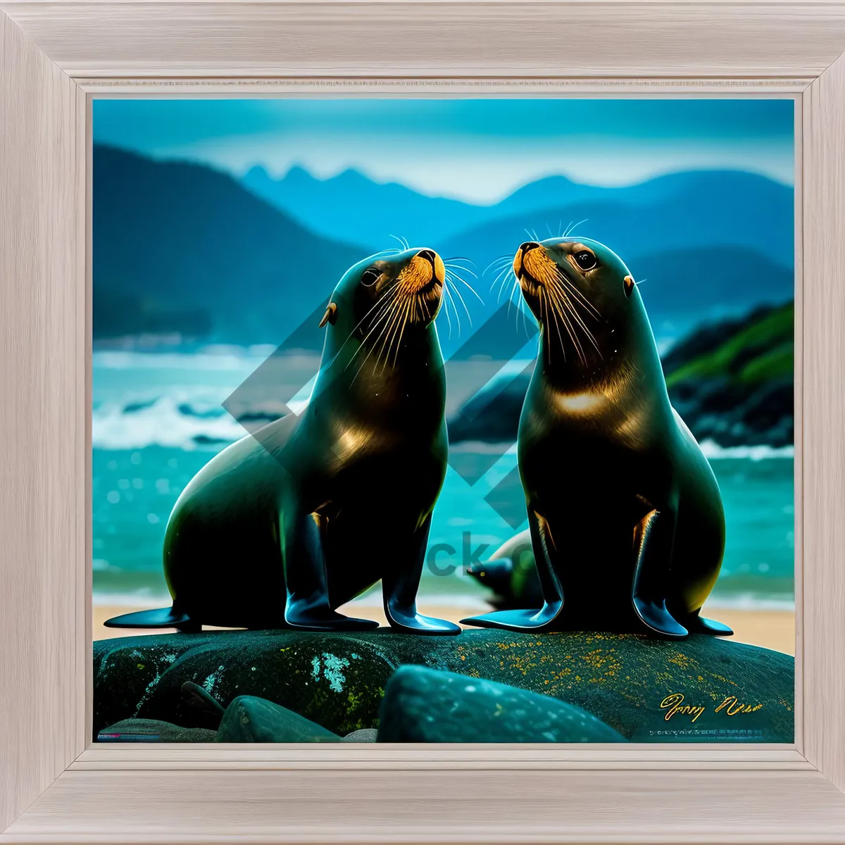 Picture of Marine Life on Arctic Beach: Sea Lion in Water