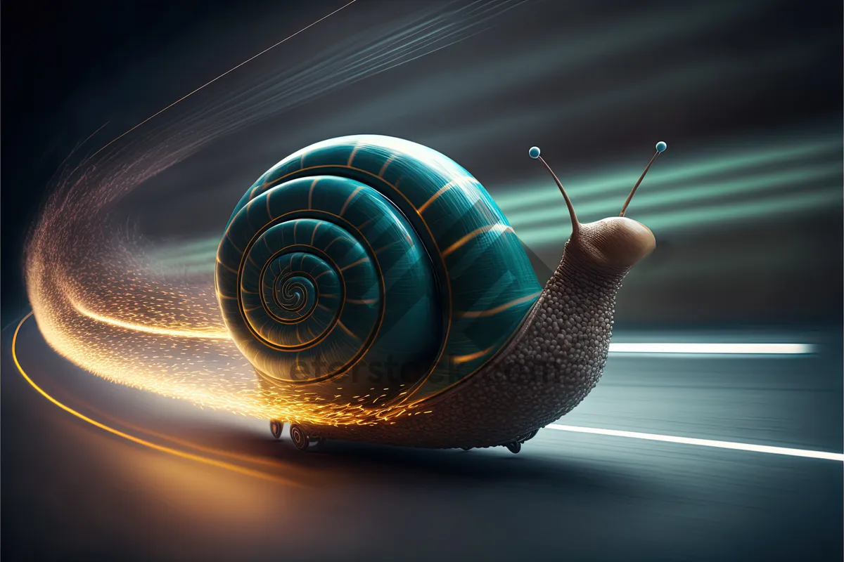 Picture of Digital Circle Design Art Light Snail Sculpture 3D.