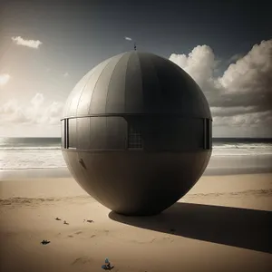 Domed Planetarium Building with Protective Roof Ball