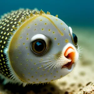 Exotic Puffer Fish in Tropical Coral Reef