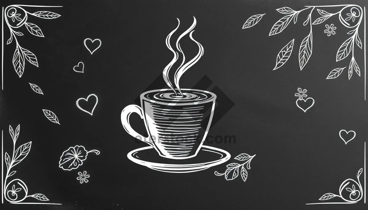 Picture of Floral Black Coffee Cup Graphic Design