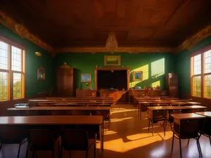 Modern luxury restaurant interior with stylish wooden furniture