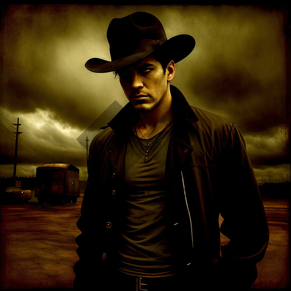 Picture of Stylish Cowboy: Black Hat Fashion for Men
