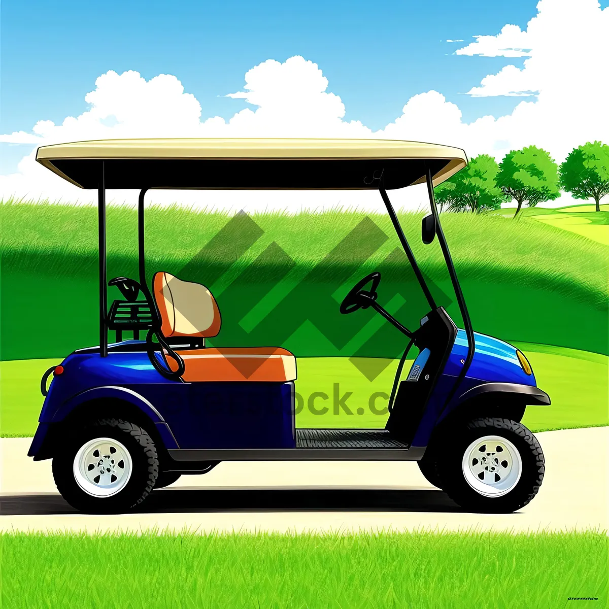 Picture of Golf Cart on Green Grass