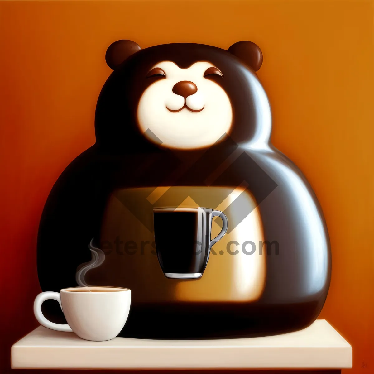 Picture of Cute Cartoon Automaton Art on Cup