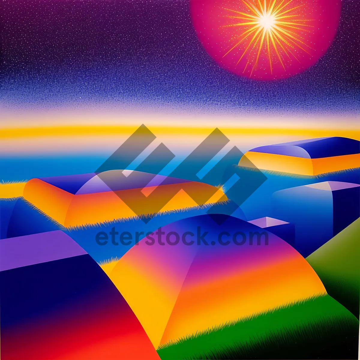 Picture of Colorful Geometric Fractal Rainbow Artwork