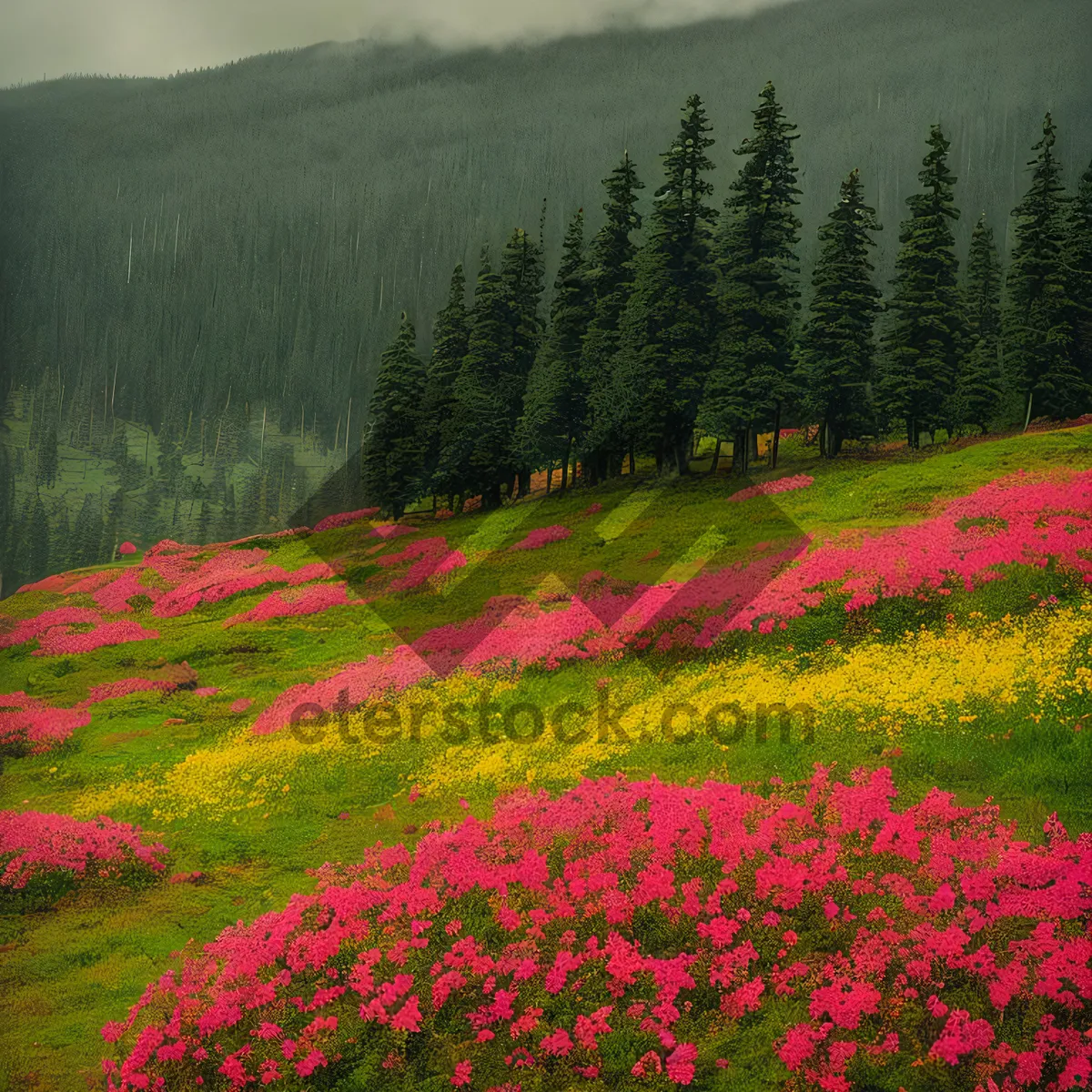 Picture of Blooming Colors: A Summer Meadow with Phlox and Rhododendron