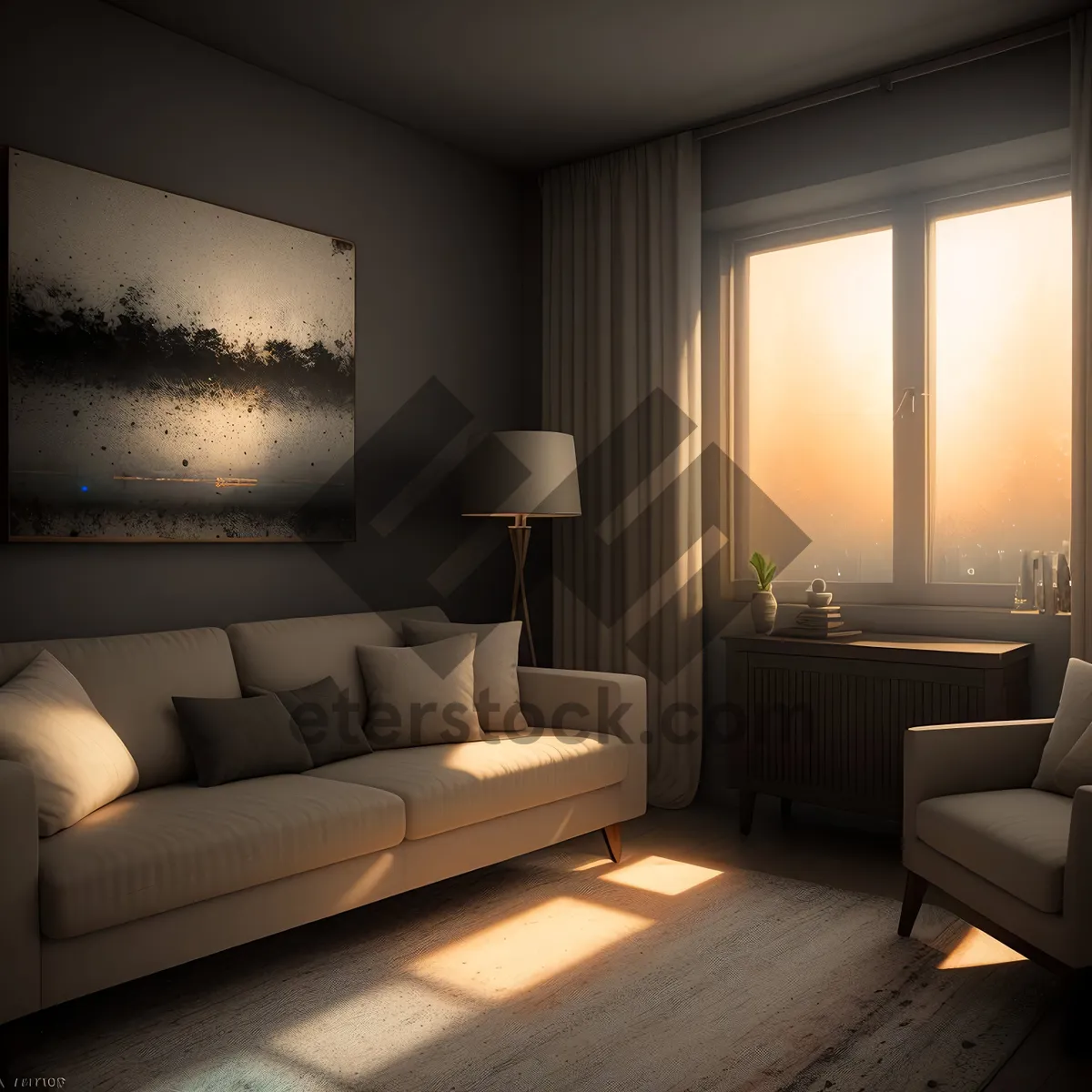 Picture of Modern Comfort: Elegant Interior Design with Cozy Sofa