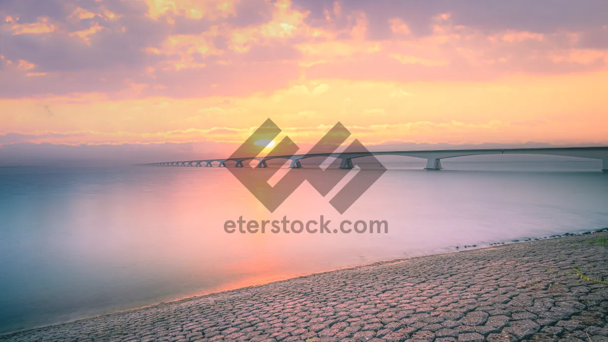 Picture of The Zeeland Bridge in the province of Zeeland is the longest bridge in The Netherlands as a delta work over an estuary between two islands