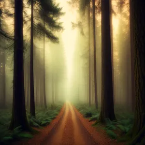 Mystic Sunlight Through Forest Canopy
