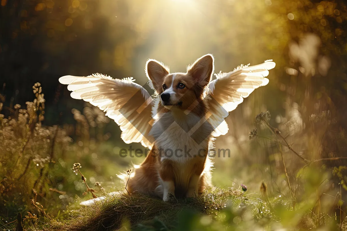 Picture of Cute brown corgi puppy portrait