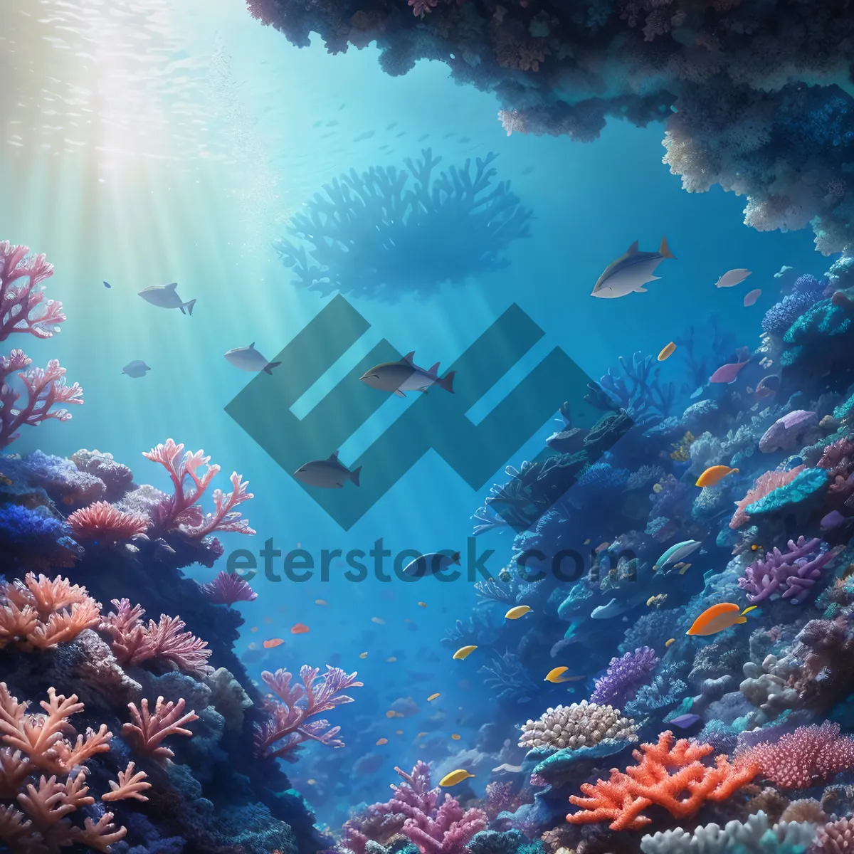 Picture of Colorful Coral Reef Underwater Paradise with Exotic Fish