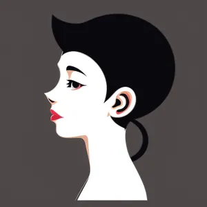 Stylish Cartoon Face with Shoulder-length Haircut