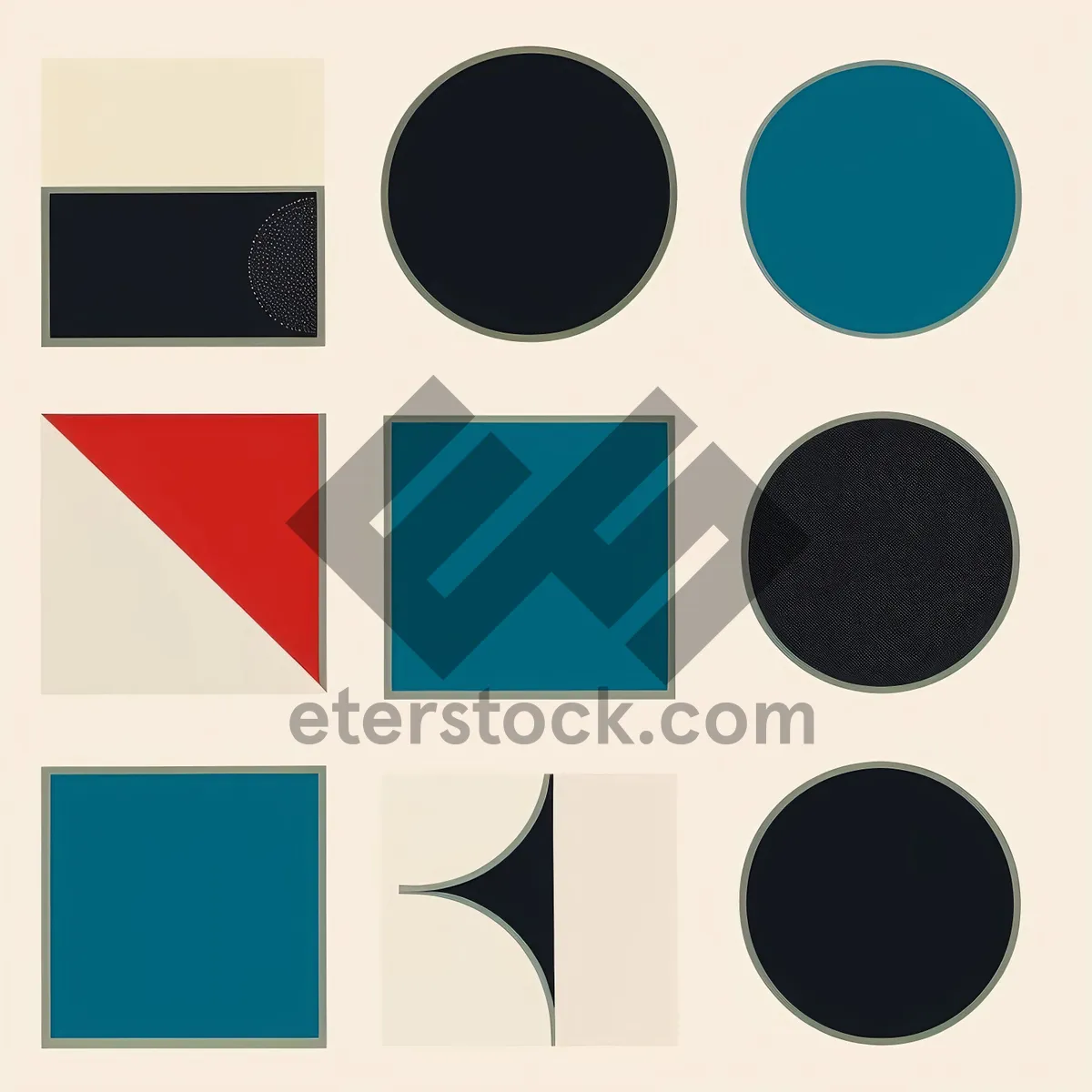 Picture of Graphic design shape symbol icon set on web paper