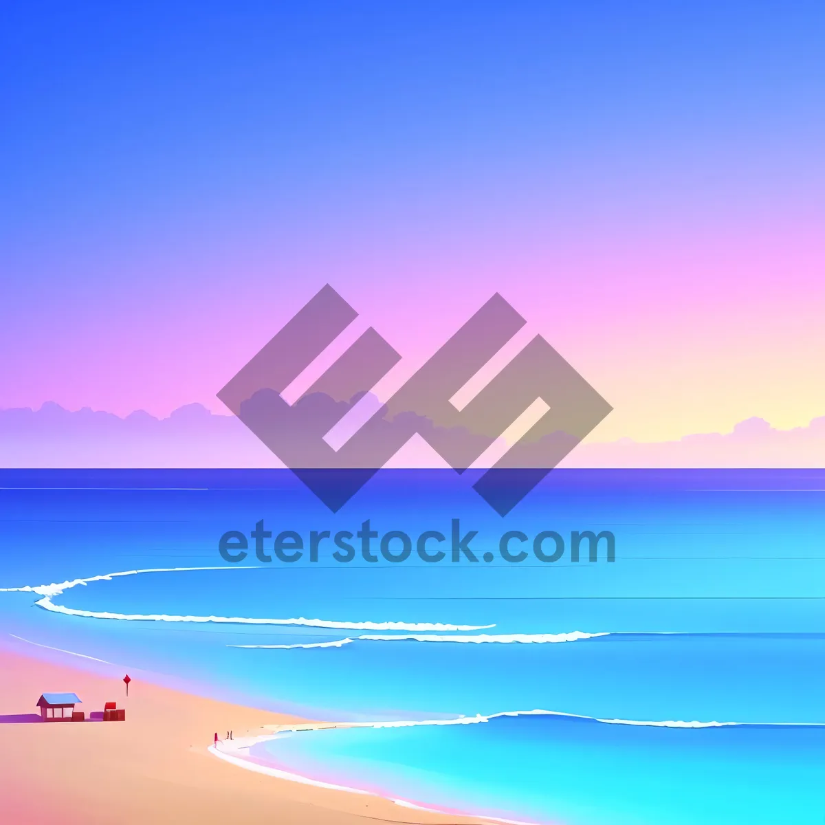 Picture of Seascape Sunset: Vibrant Ocean Waters and Colorful Sky