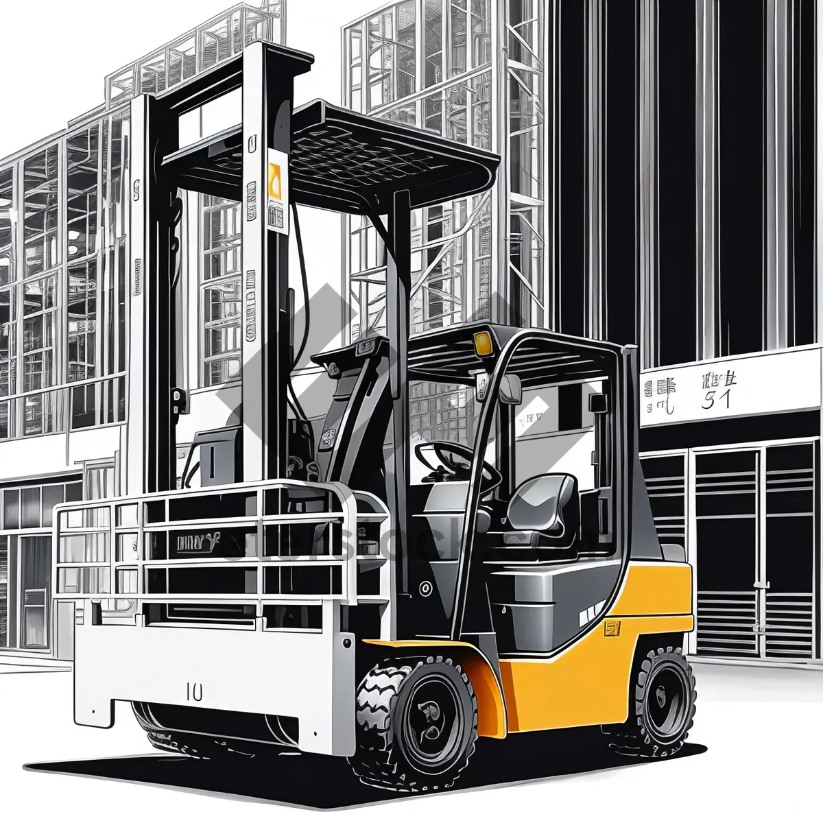 Picture of Heavy-duty Forklift Truck at Industrial Warehouse