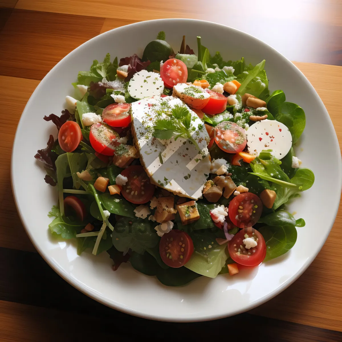 Picture of Delicious Vegetable Salad with Grilled Cheese and Olive Oil