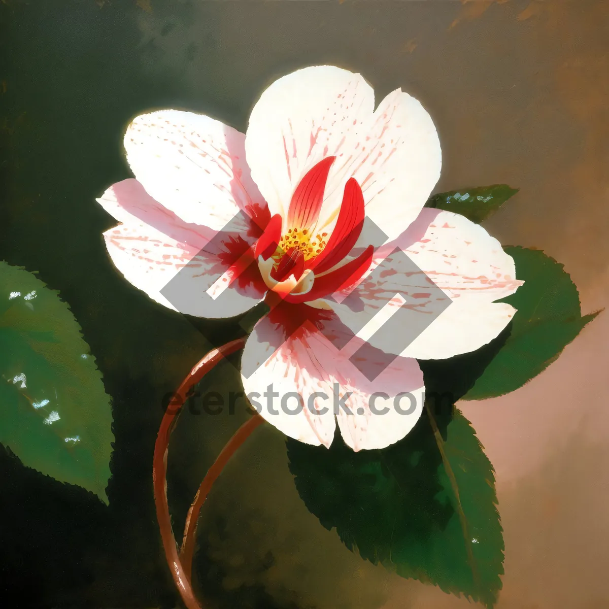 Picture of Blooming Pink Hibiscus Shrub in Garden