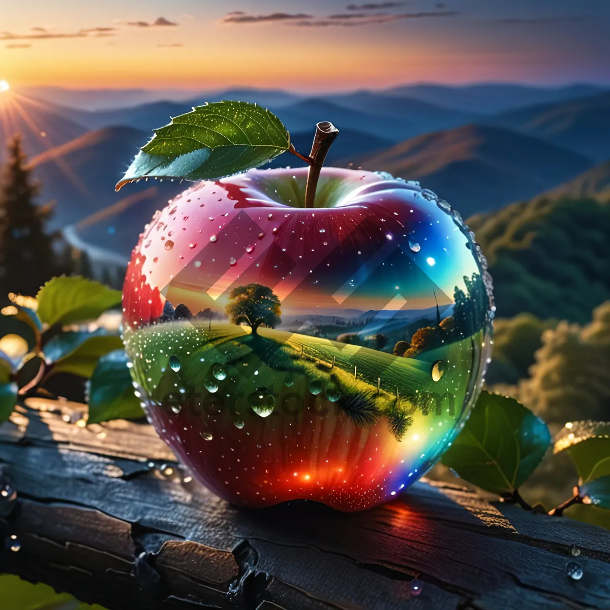 Picture of Tasty Red Delicious Eating Apple Fruit Close-Up Shot