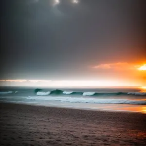 Spectacular Sunset Over Tropical Paradise Beach