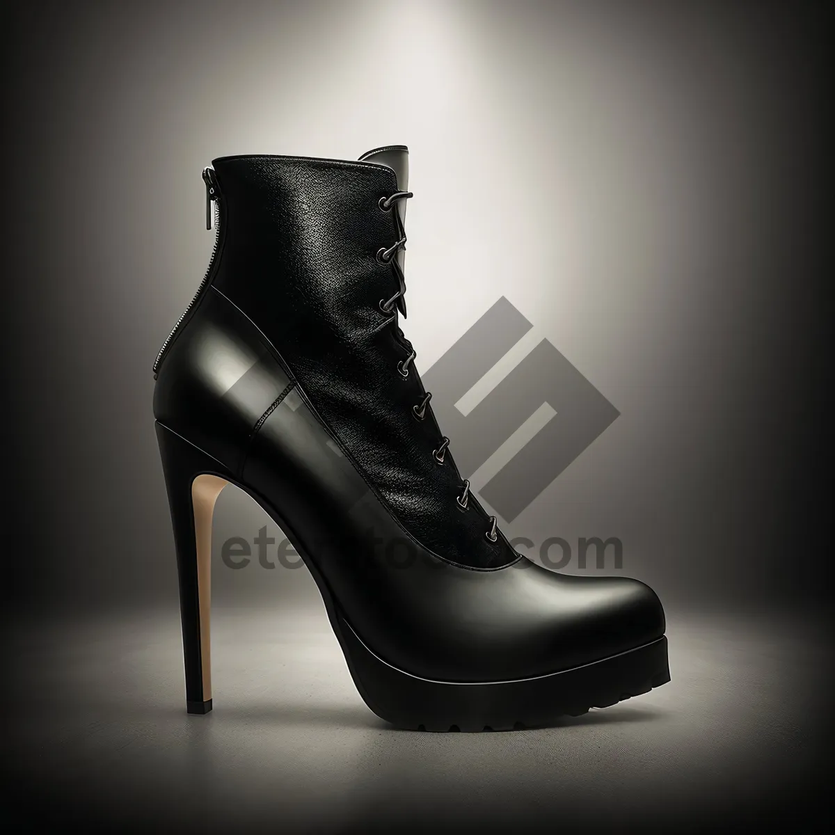 Picture of Shiny Black Lace-Up Leather Boots - Men's Fashion Footwear