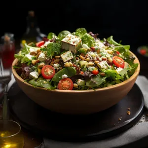 Fresh Vegetable Salad with Nutritious Berries and Olives
