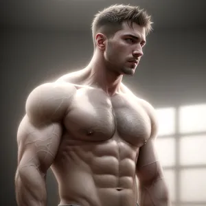 Sculpted Abs and Arm Strength of Athletic Male
