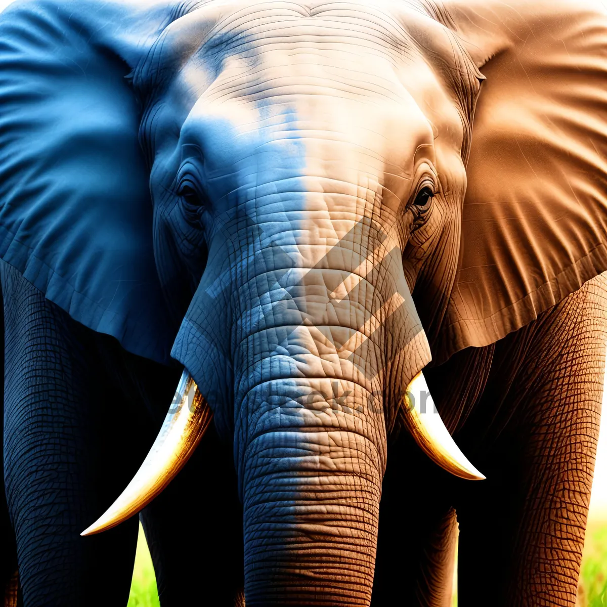 Picture of Majestic Safari Elephant with Impressive Tusks