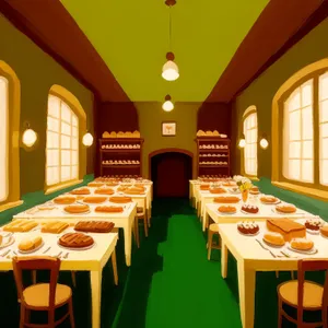 Modern dining room with elegant furniture and stylish decor