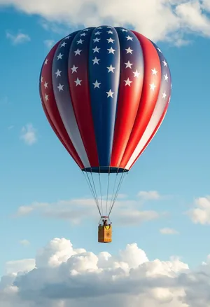 Colorful Hot Air Balloon Flying High in the Sky