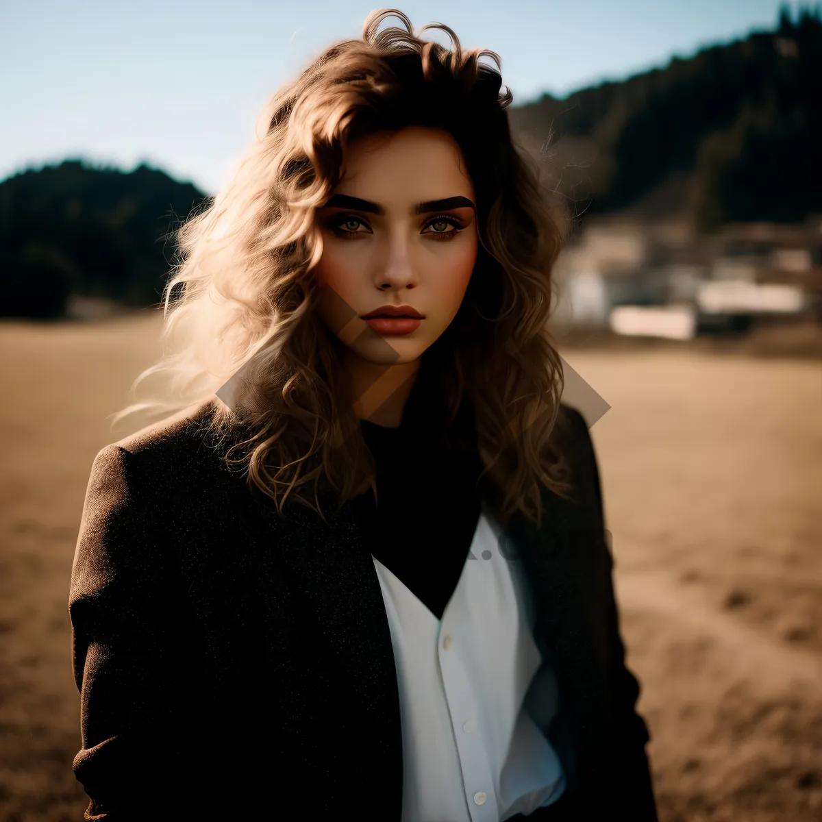 Picture of Happy Smiling Brunette Fashion Model with Attractive Expression